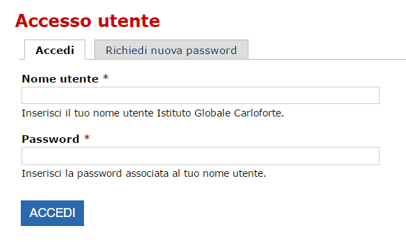 Richiedi nuova password