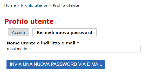 Recupero password tramite nome utente